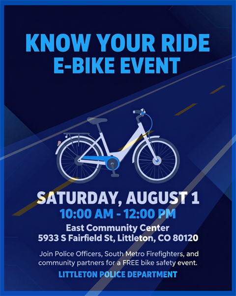 Know Your Ride E-Bike event. Saturday, August 1 10-12 East Community Center
